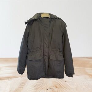 🔥Wenven Women’s Black Puffy & Lined Parka Coat W/ Removable Fur Hood Sz S- NWT